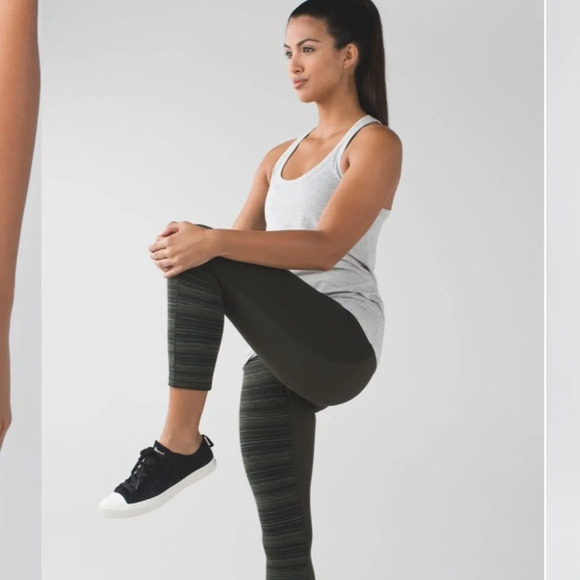 Lululemon Give Me Qi Crop Cyber Stripe Gator Fatigue Green black 21277 - Picture 2 of 11